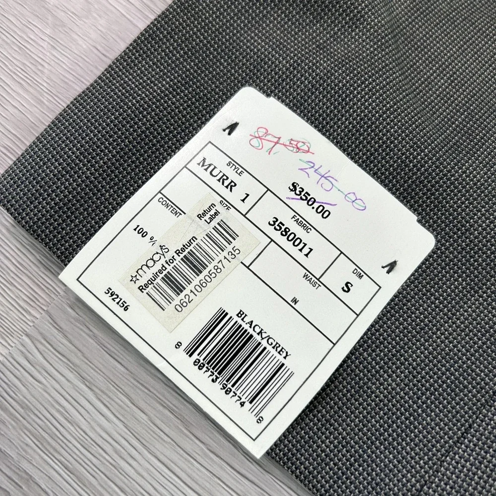 NEW Calvin Klein‎ Suit Jacket Mens 40 Short Gray Wool Check 3 Button Made Canada